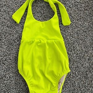 Kortni Jeane Vibrant Lime Ribbed Swimsuit